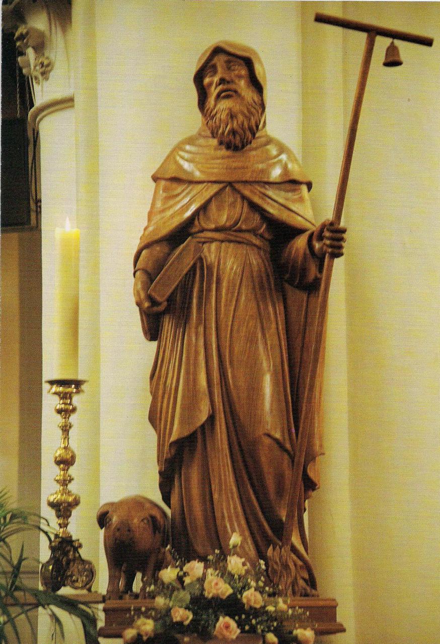 Sint-Antonius Abt, gemaakt door Ramon Caguin (Filipijnen), ingewijd op 16 januari 1990, Sint-Antoniuskerk, Heist-aan-Zee 