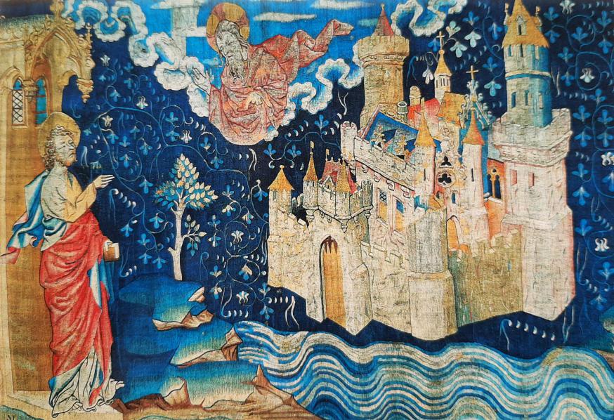 'Ik, Johannes, zag de heilige Stad, het nieuwe Jeruzalem van God uit de hemel neerdalen, schoon als een bruid die zich voor haa man heeft getooid' (Apocalyps 21,2)  