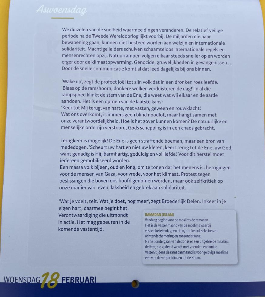 Aswoensdag 2026 © Broederlijk Delen