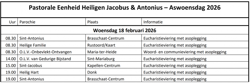 Aswoensdag in onze PE © PE HH Jacobus & Antonius Brasschaat-Kapellen