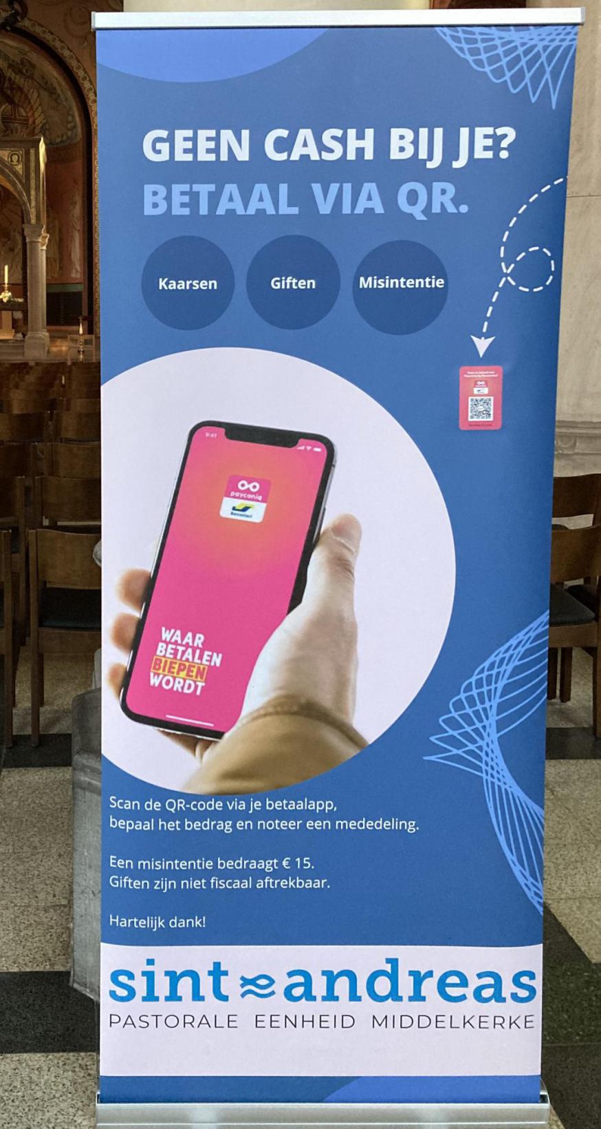 Elektronisch betalen in de kerk © PE Sint-Andreas Middelkerke