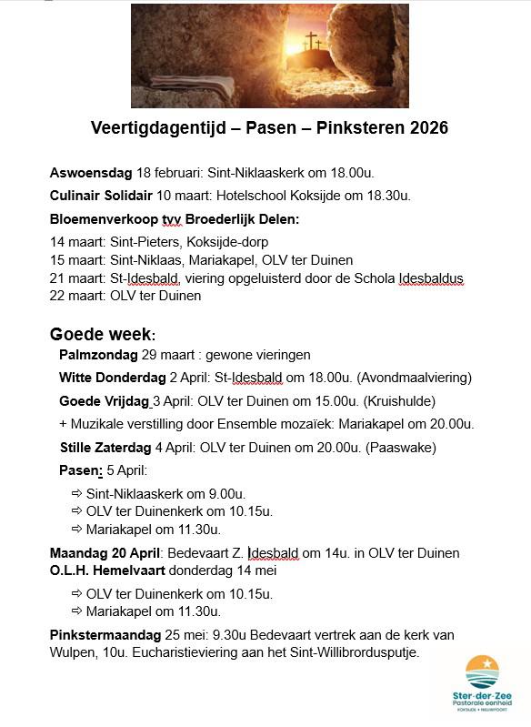 Veertigdagentijd – Pasen – Pinksteren 2026 