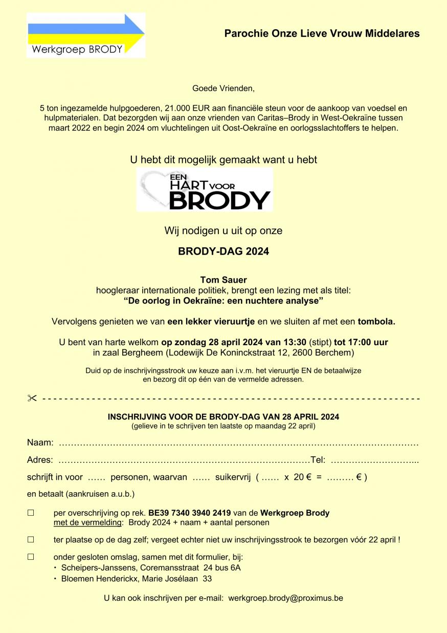 Uitnodiging Brodydag © Werkgroep Brody