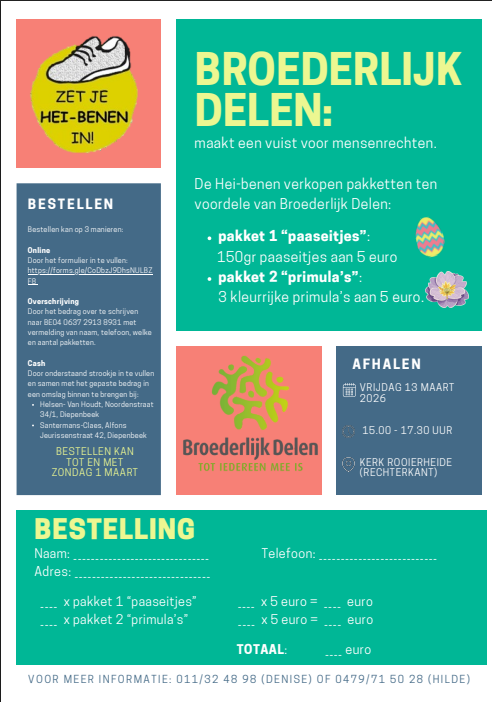 Zet je Hei-benen in ! Broederlijk delen 