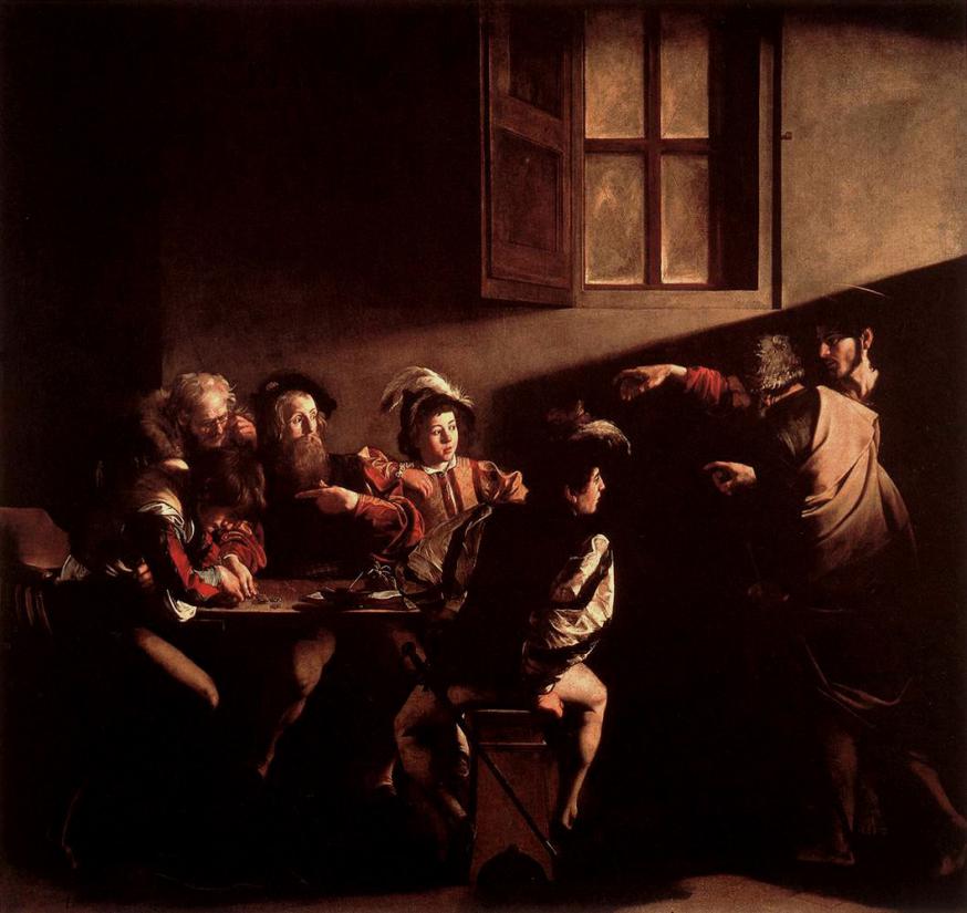 De roeping van Mattheüs, Caravaggio © Wikicommons