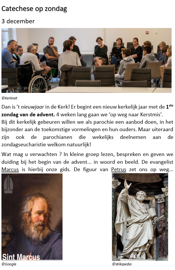 Catechese op zondag 