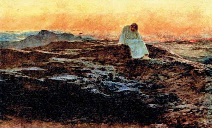 Christus in de woestijn (1898) © Briton Rivière - Britse schilder (1840-1920)