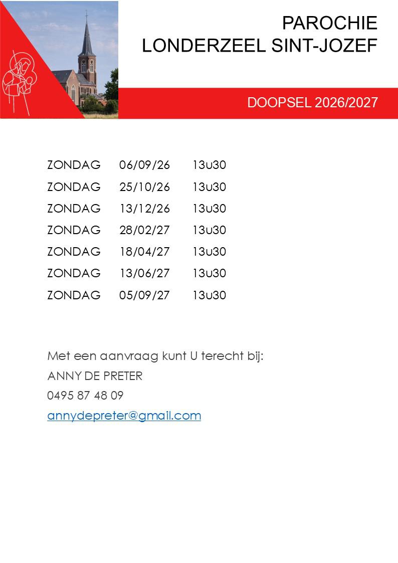 Doopdata 2026/27 