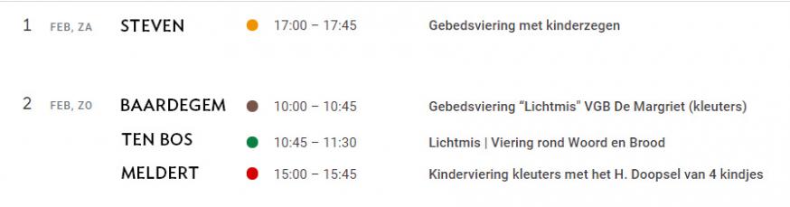 Lichtmis op de verschillende KerkPlekken 