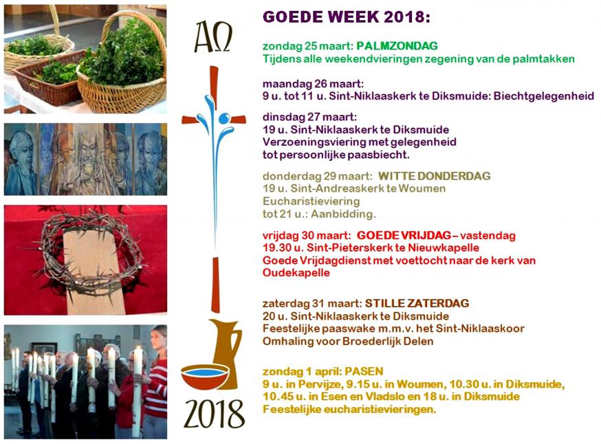 Diensten Goede week 2018 