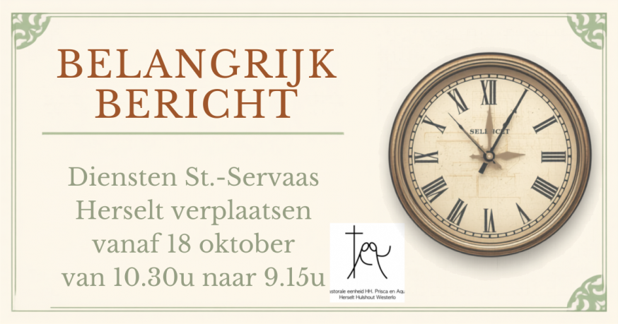 Uurwijziging vieringen Herselt 