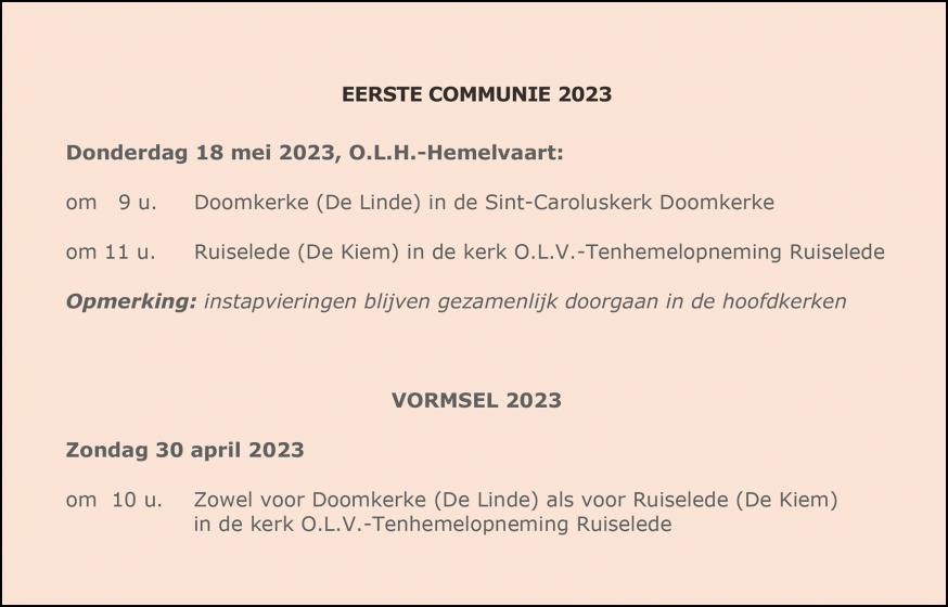 Vormsel en eerste communie 