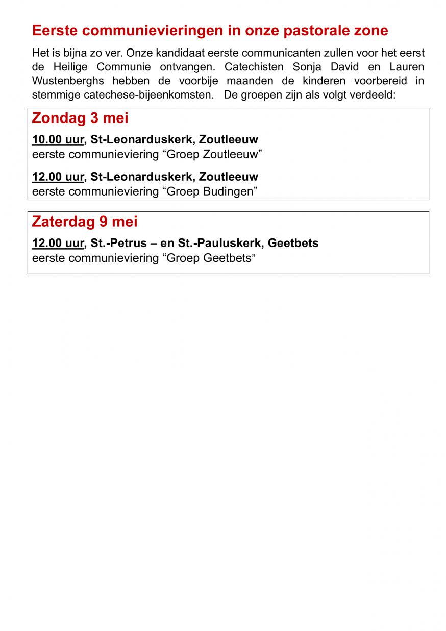 Eerste communievieringen 