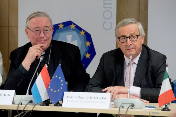 JUncker en Comece-voorzitter Hollerich © Persdienst EU/Etienne Ansotte