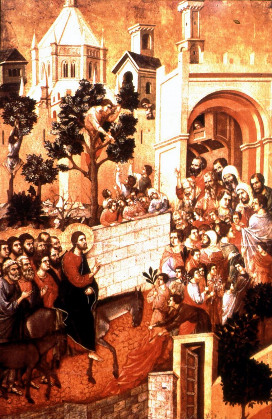 Jezus' intocht in Jeruzalem, Duccio, ca. 1300 © Image