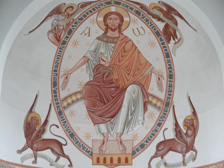 Christus, de Albeheerser, absis in de Latijnse kerk in de abdij van Chevetogne © Jan Verheyen