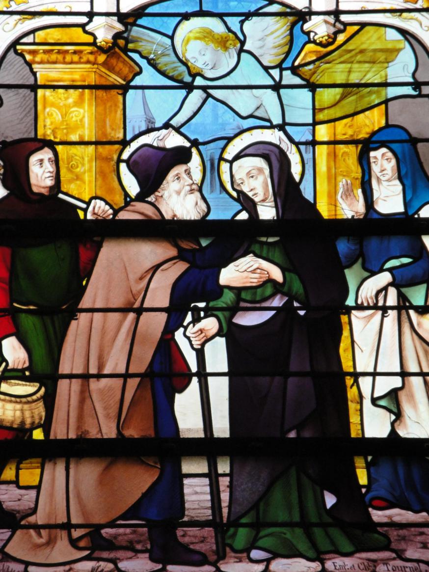 Anna en Joachim, glasraam Saint Sulpice Fougères © Jan Verheyen