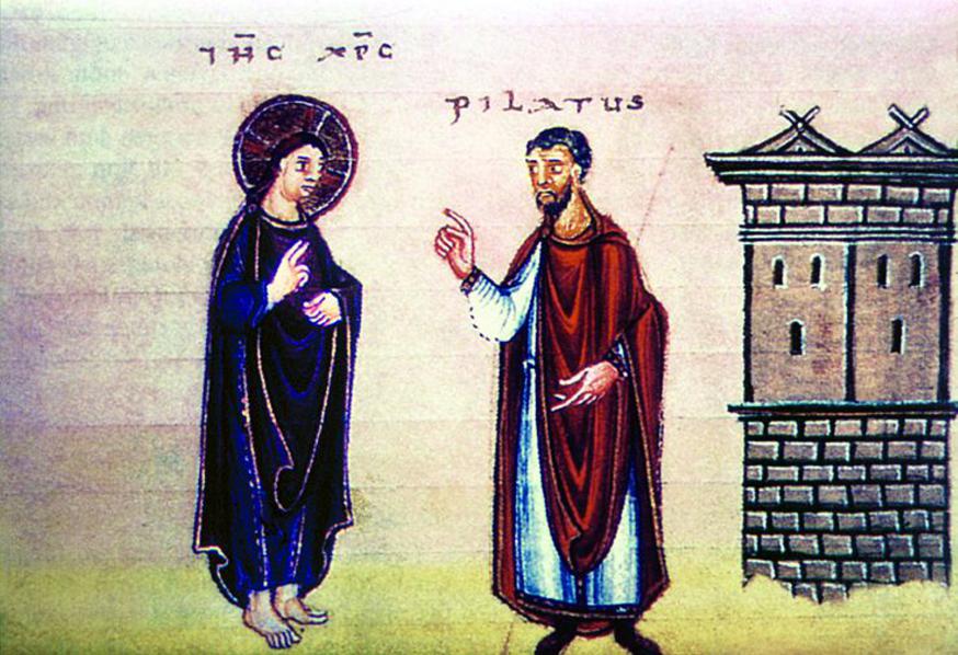 Jezus en Pilatus, boekverluchting, Reichenau, ca. 1000 © Image