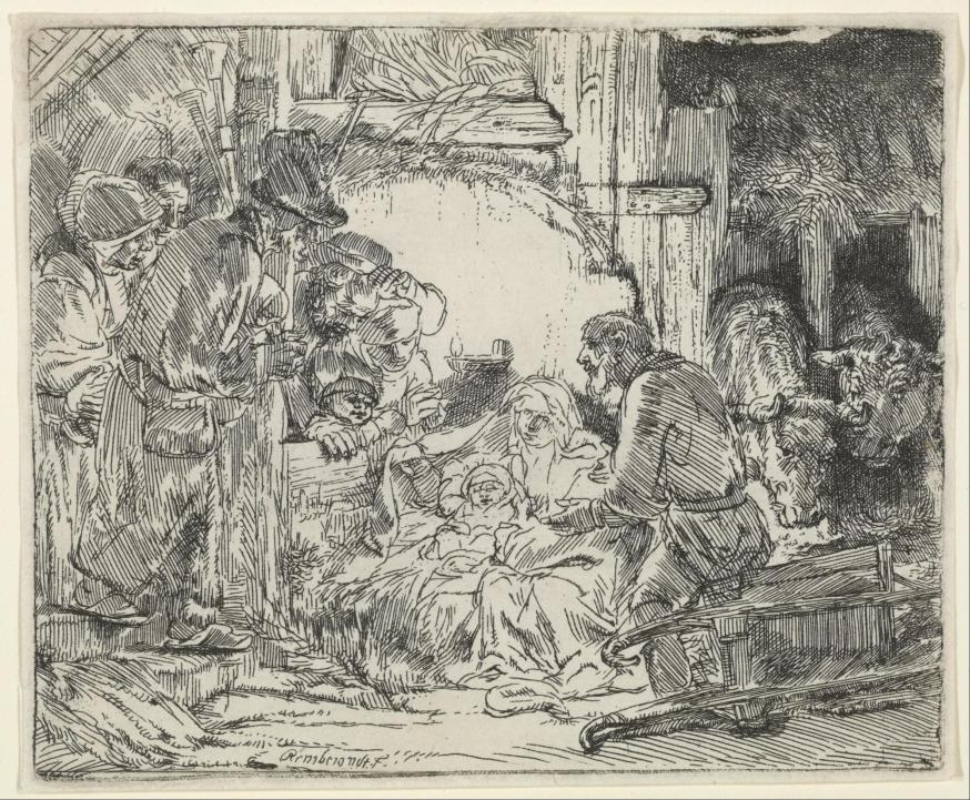 Rembrandt van Rijn, Aanbidding van de herders, met olielamp, ca. 1654, Museum of Fine Arts, Houston 