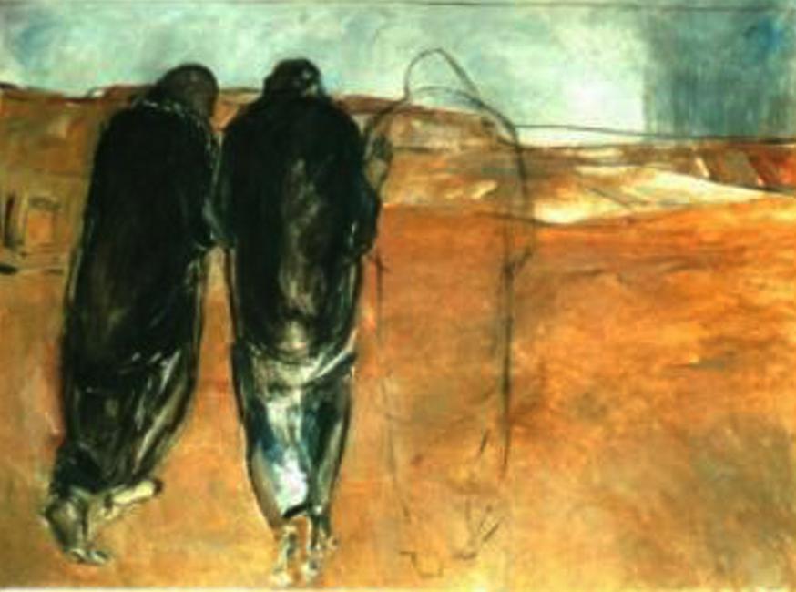 Onderweg naar Emmaüs, Janet Brooks Gerloff, 1992, Abdij Kornelimünster (Duitsland) 