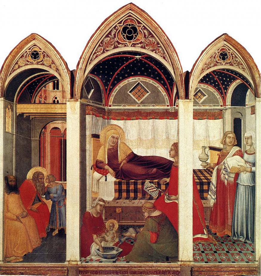 Geboorte van Maria, triptiek Pietro Lorenzetti, 1342 