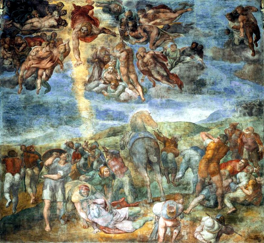 Paulus' bekering, Michelangelo, Fresco in de Cappella Paolina van de Palazzi Pontifici in het Vaticaan, 1542-45 
