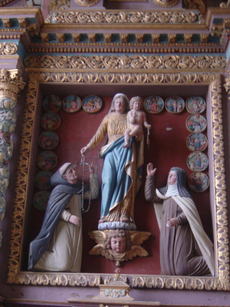 Onze-Lieve-Vrouw geeft de rozenkrans aan Dominicus en Catharina van Siëna, Bretagne © Jan Verheyen