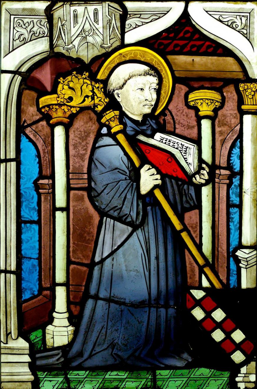 Bernardus op een brandglasraam, Bovenrijn, ca. 1450 