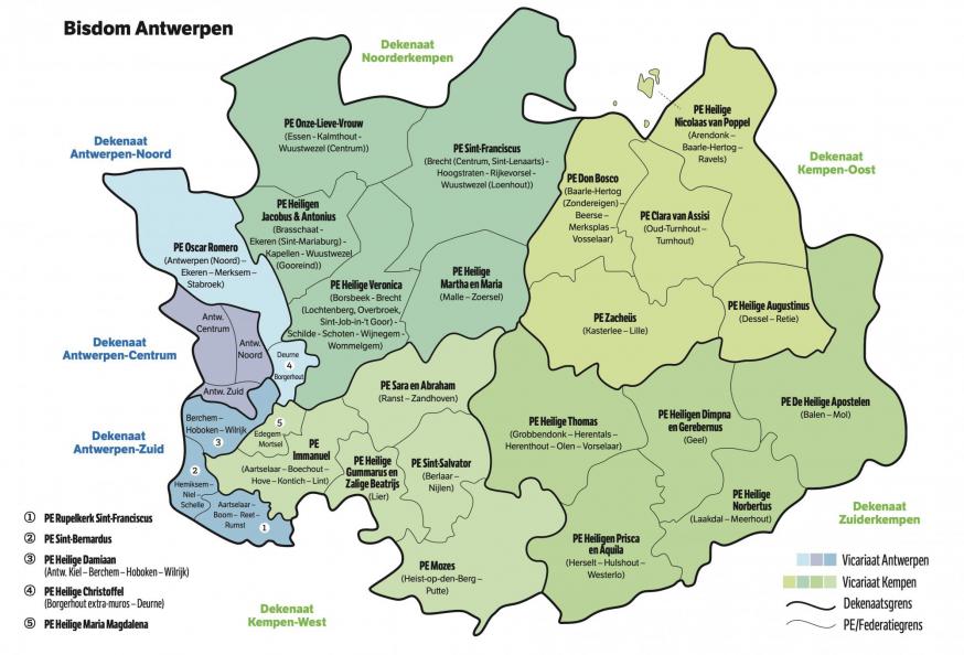 Kaart bisdom Antwerpen 