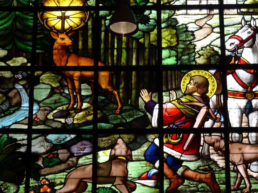 Hubertus en het hert - Glasraam Sint-Pieterskerk Turnhout © Jan Verheyen