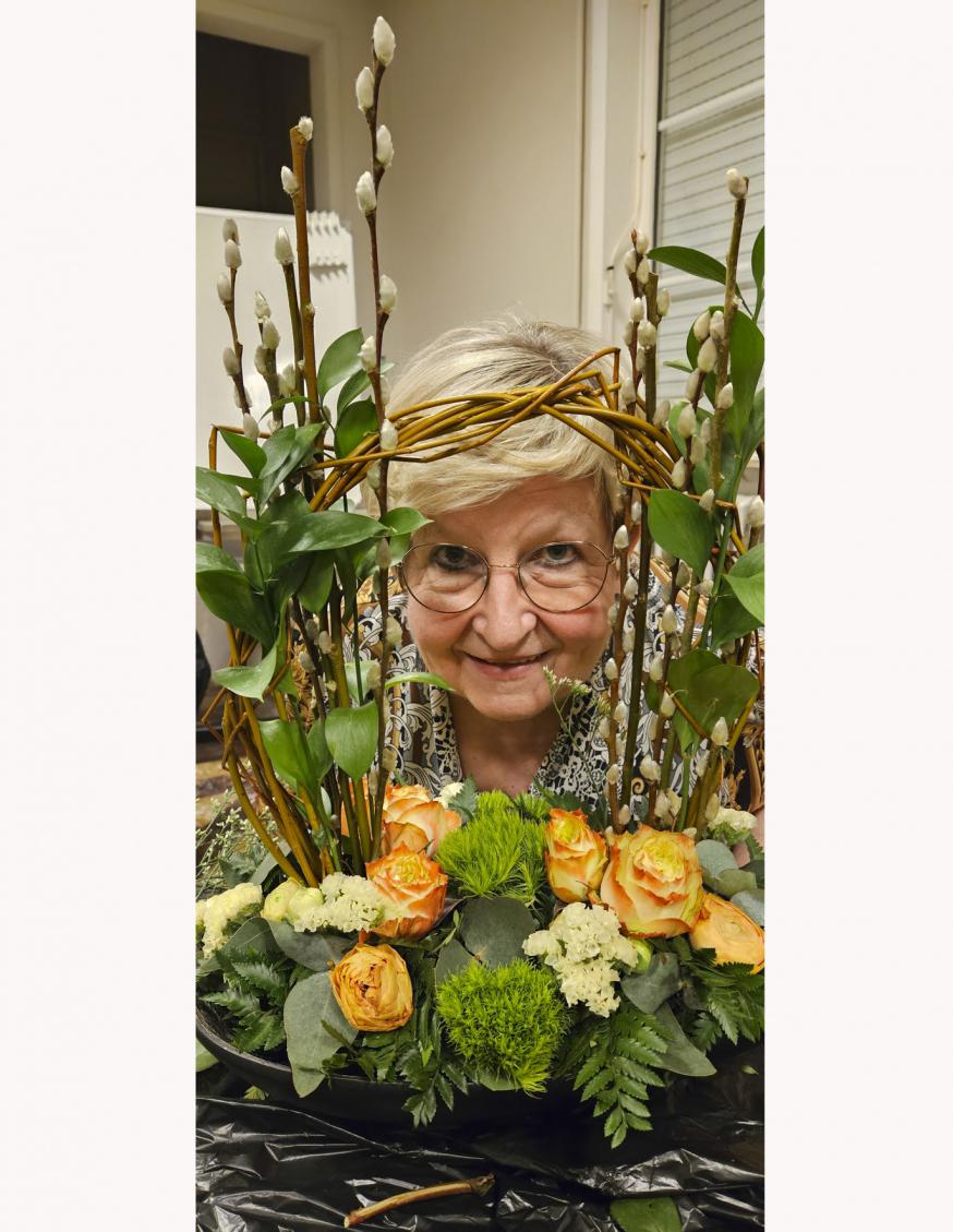 Tuinhier bloemstukje 