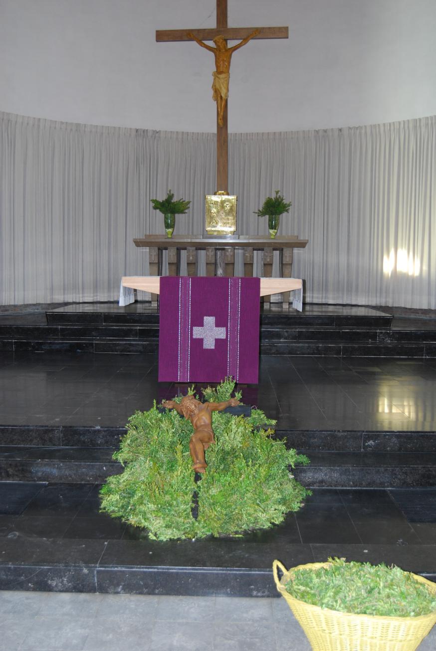 Met palm werd Jezus eer gebracht in de Knokse kerk.  © D.D.