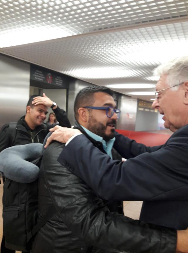 Ontvangst op het vliegveld van Zaventem door Mgr. Van Looy op 3 september 2018  © Reynaldo Diaz.