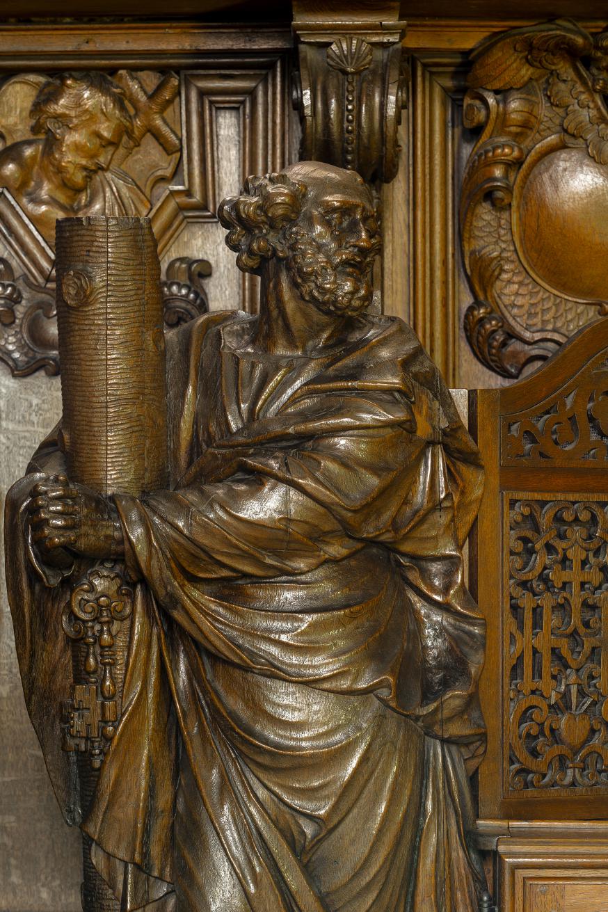 Detail uit de biechtstoel: de apostel Petrus © Fotoclub Lokeren