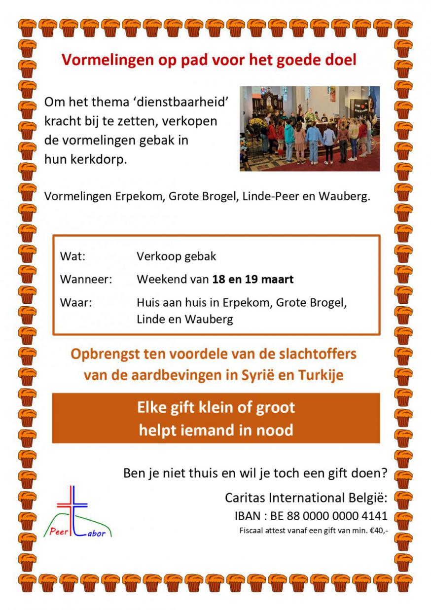 Affiche verkoop gebak  © PE Tabor Peer