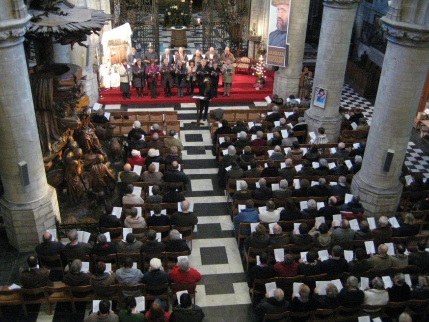 Foto genomen tijdens een vorige editie van de kerstsamenzang 'U zijt wellekome' 