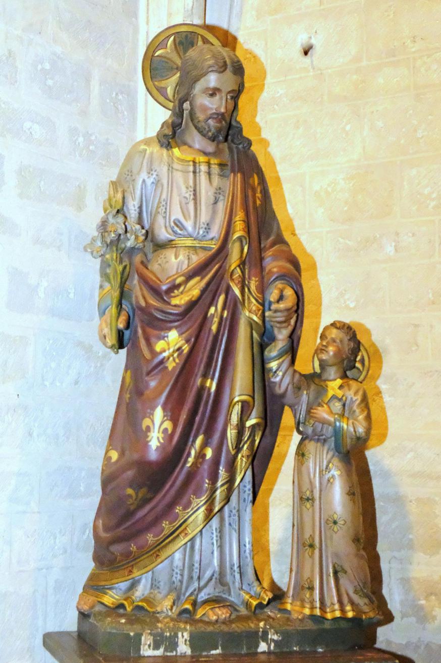 Negentiende eeuws beeld in de zijkapel van de kerk te Alsemberg, gebeeldhouwd in 1879 door A.J. Briffaerts  © Hugo Casaer