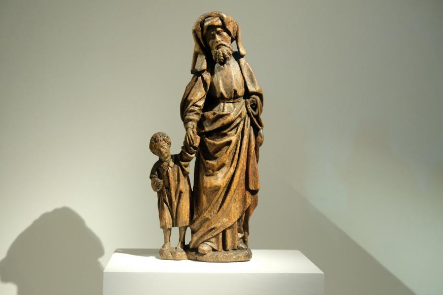 Jozef met kind Jezus aan de hand, beeld van Jan Borman I (1520) (tentoonstelling Museum M te Leuven december 2020). 