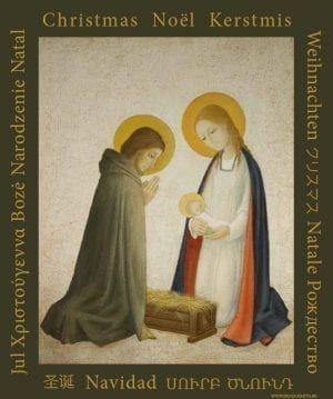 De kerstaffiche van Bradi Barth, verspreid door Kerk in Nood.  