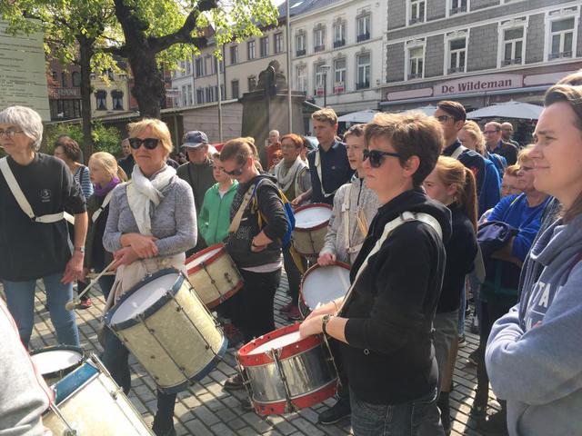 Hier zie je de bedevaarders bij hun aankomst in Scherpenheuvel. © Hilde Vanpoucke 