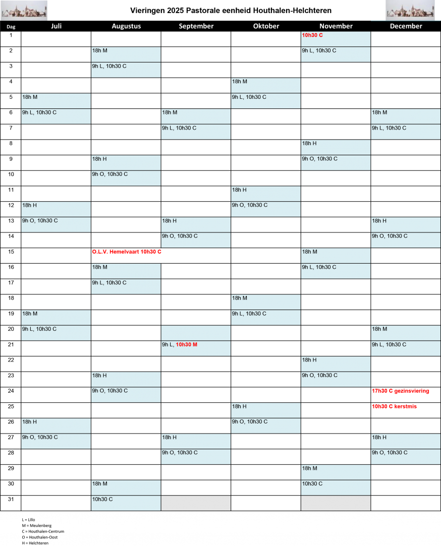 Federatie Vieringen HH overzicht 2025 deel 2-4 
