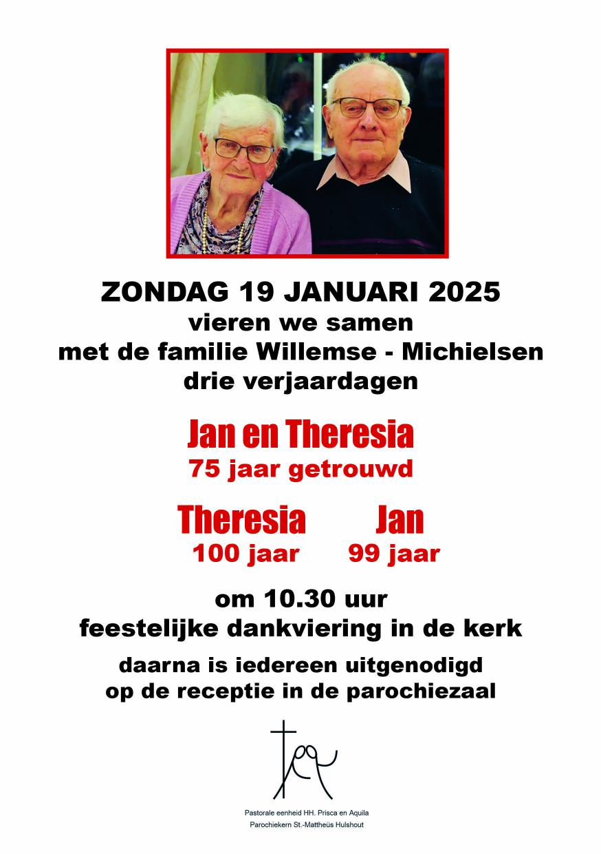 Flyer 75 jaar huwelijk en 100 jaar 