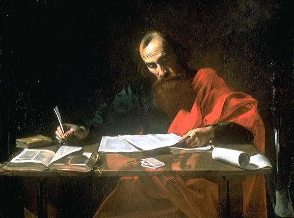 Paulus schrijft brieven © Valentin de Boulogne (Blaffer Foundation Collection)