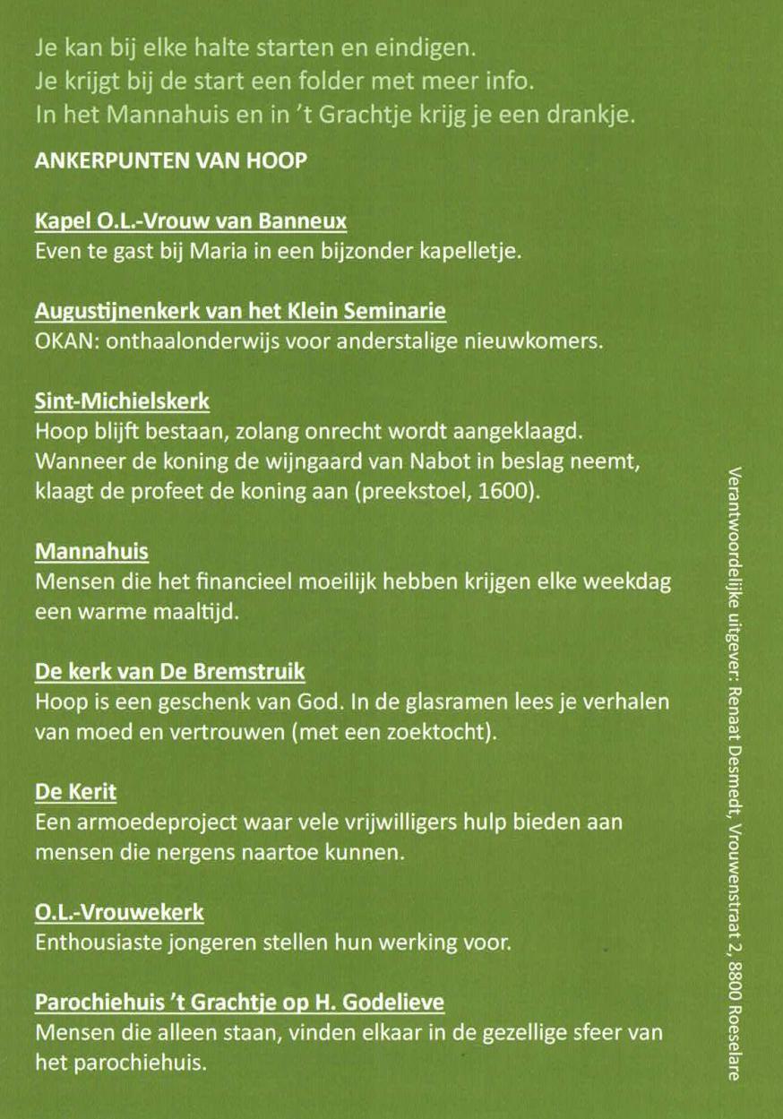 Flyer Pelgrimstocht van hoop © Kerk-in-Roeselare
