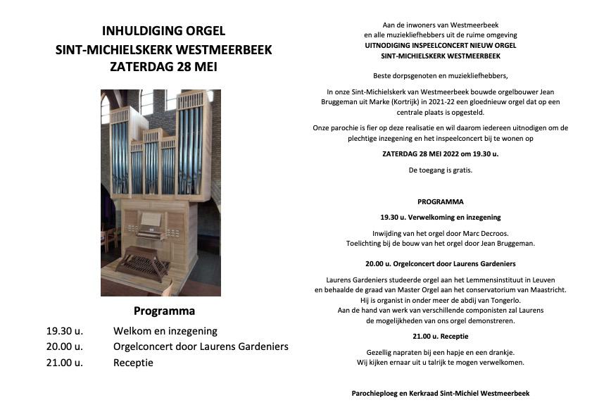 Nieuw orgel Westmeerbeek © RH