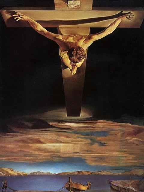 De Gekruisigde roept volgens Maurice Bellet de gelovige op verder te gaan dan wie ook, waardoor ware menselijkheid mogelijk wordt (schilderij: Salvator Dalí, De Christus van de heilige Johannes van het Kruis, 1951)  © RR