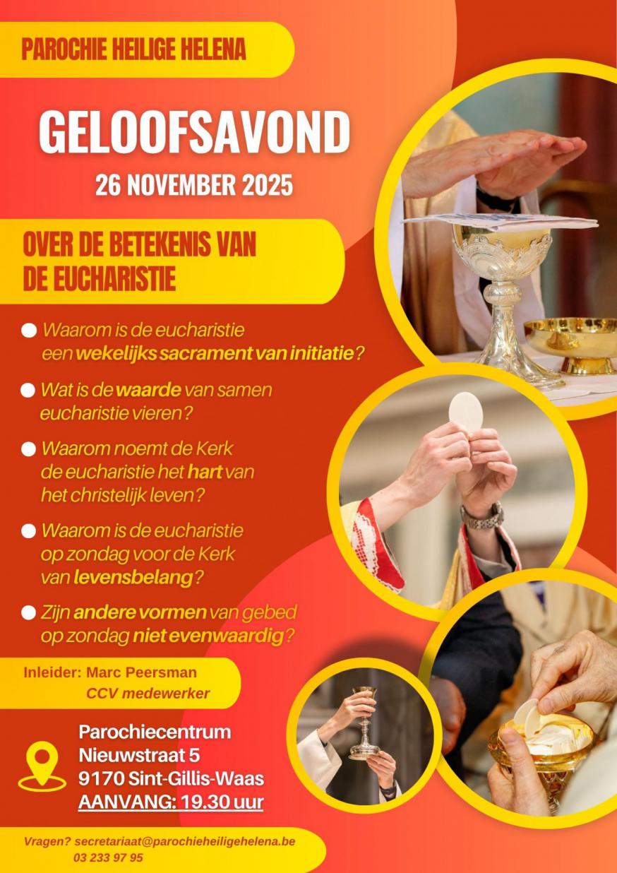 Geloofsavond over de Eucharistie © Parochie Heilige Helena