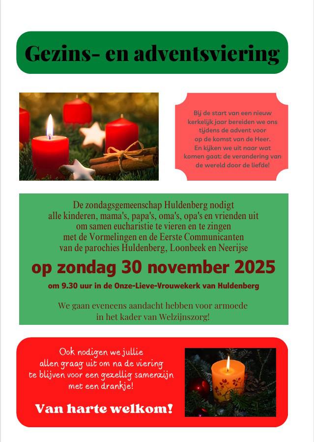Gezins- en adventsviering in Onze Lieve Vrouwekerk van Huldenberg 