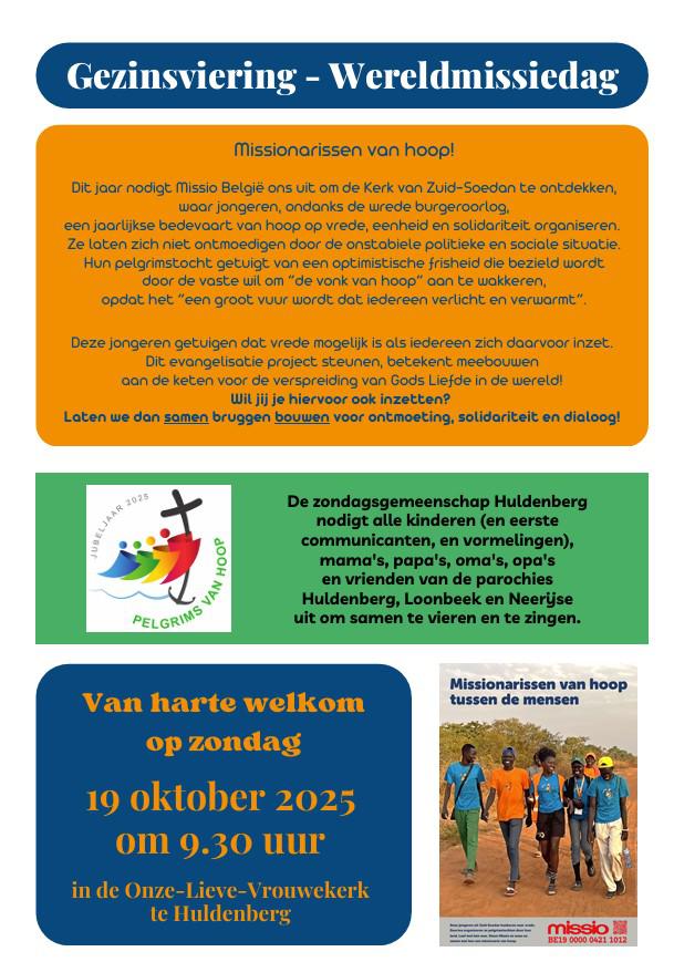 Wereldmissiedag 19 oktober 