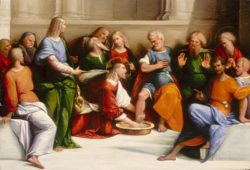 Benvenuto Tisi, Christus wast de voeten van de leerlingen, ca. 1520-ca.1525 © Wikimedia commons